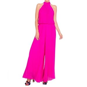 Megan La Women's Pink / Purple Wild Orchid Pleat Jumpsuit - Pink Large NWOT